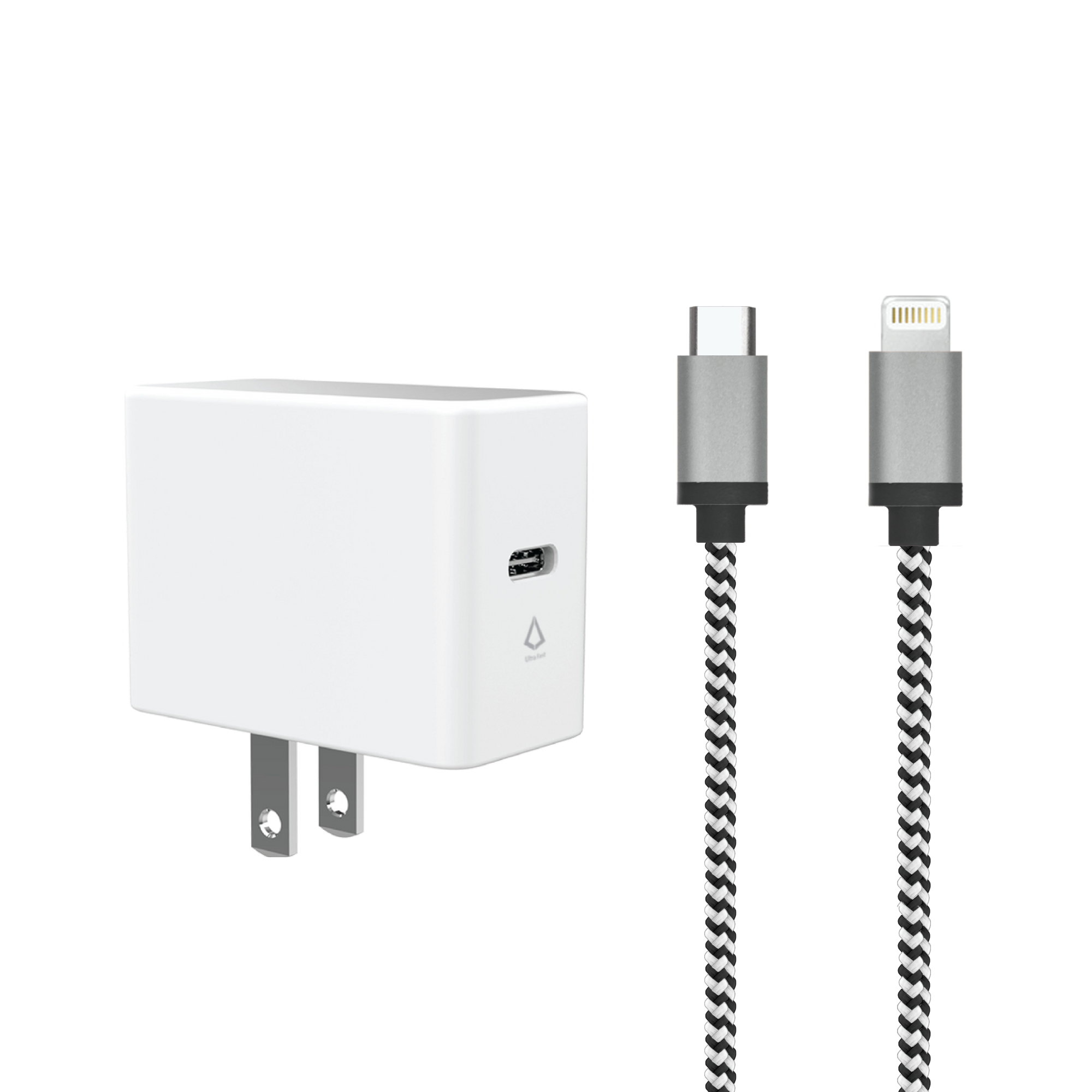 20W PD Wall Charger with 5 Ft. Braided Cable (USB-C to Lightning)