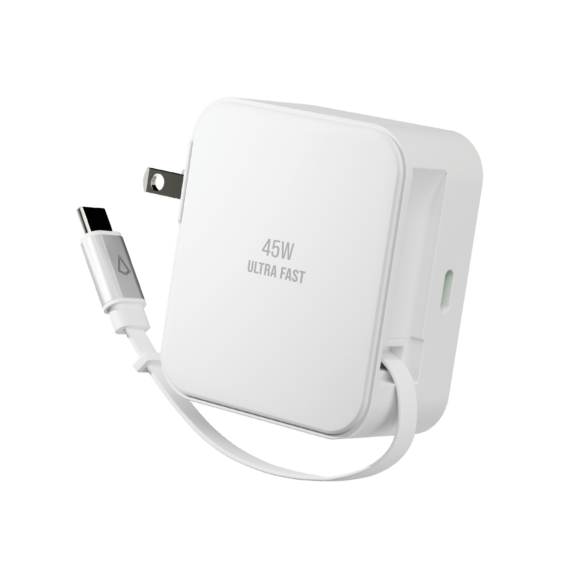 Cable Router Charger 45W Retractable Built-in Cable Charger with Extra Port