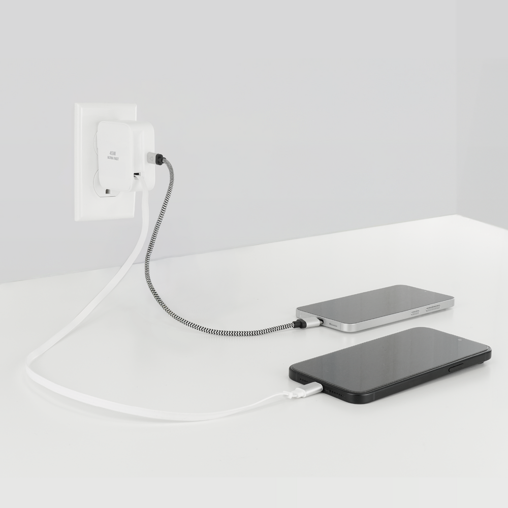 Cable Router Charger 45W Retractable Built-in Cable Charger with Extra Port