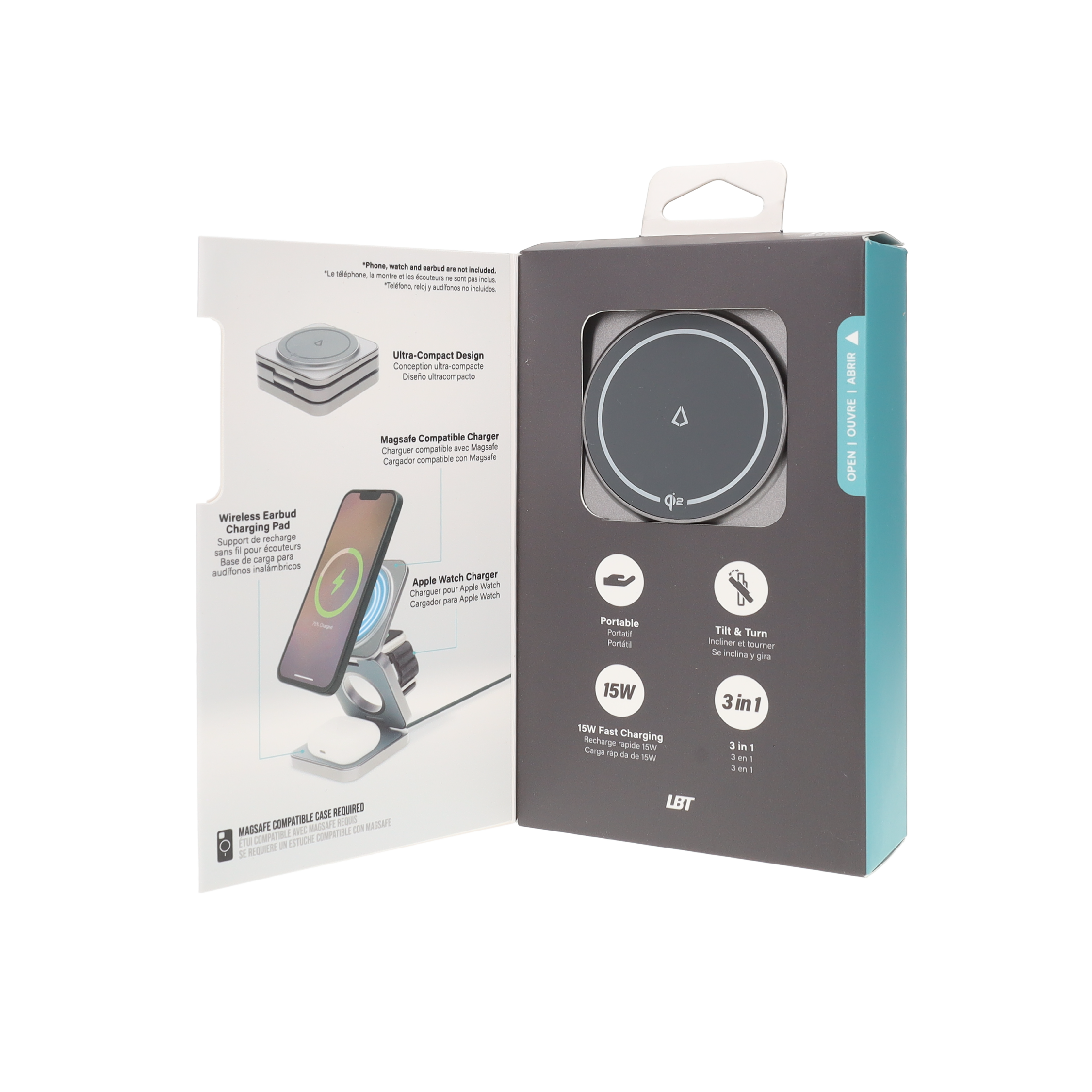 15W Mag Stream 3-in-1 Foldable Charging Stand