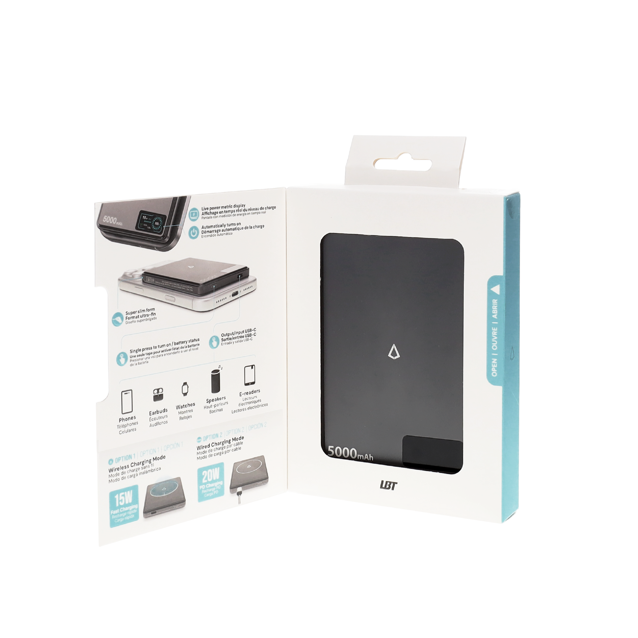 15W Slim Power Bank with Display (5,000mAh)