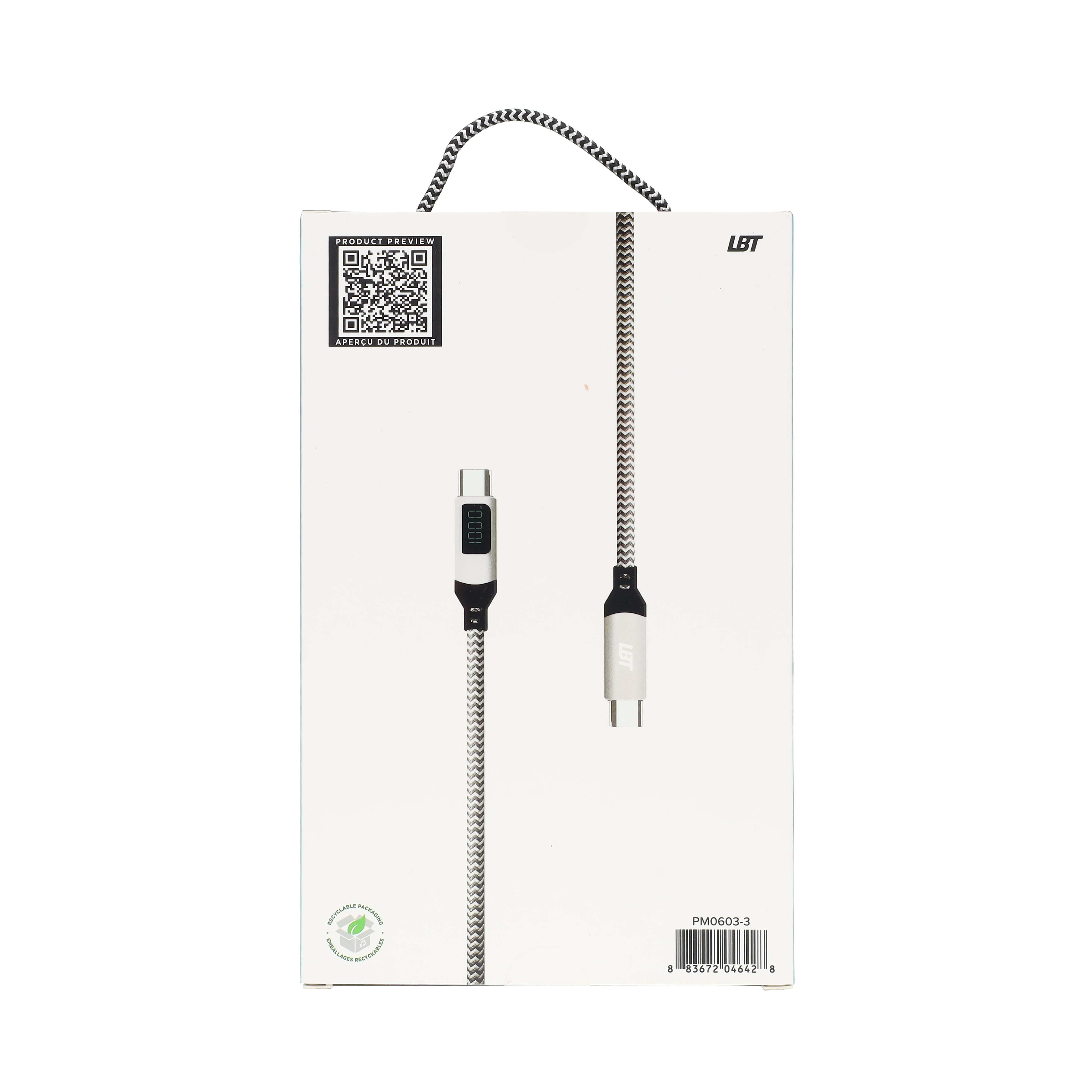 6 ft Powerview Braided Cable (USB-C to USB-C) (480Mbps/100W)