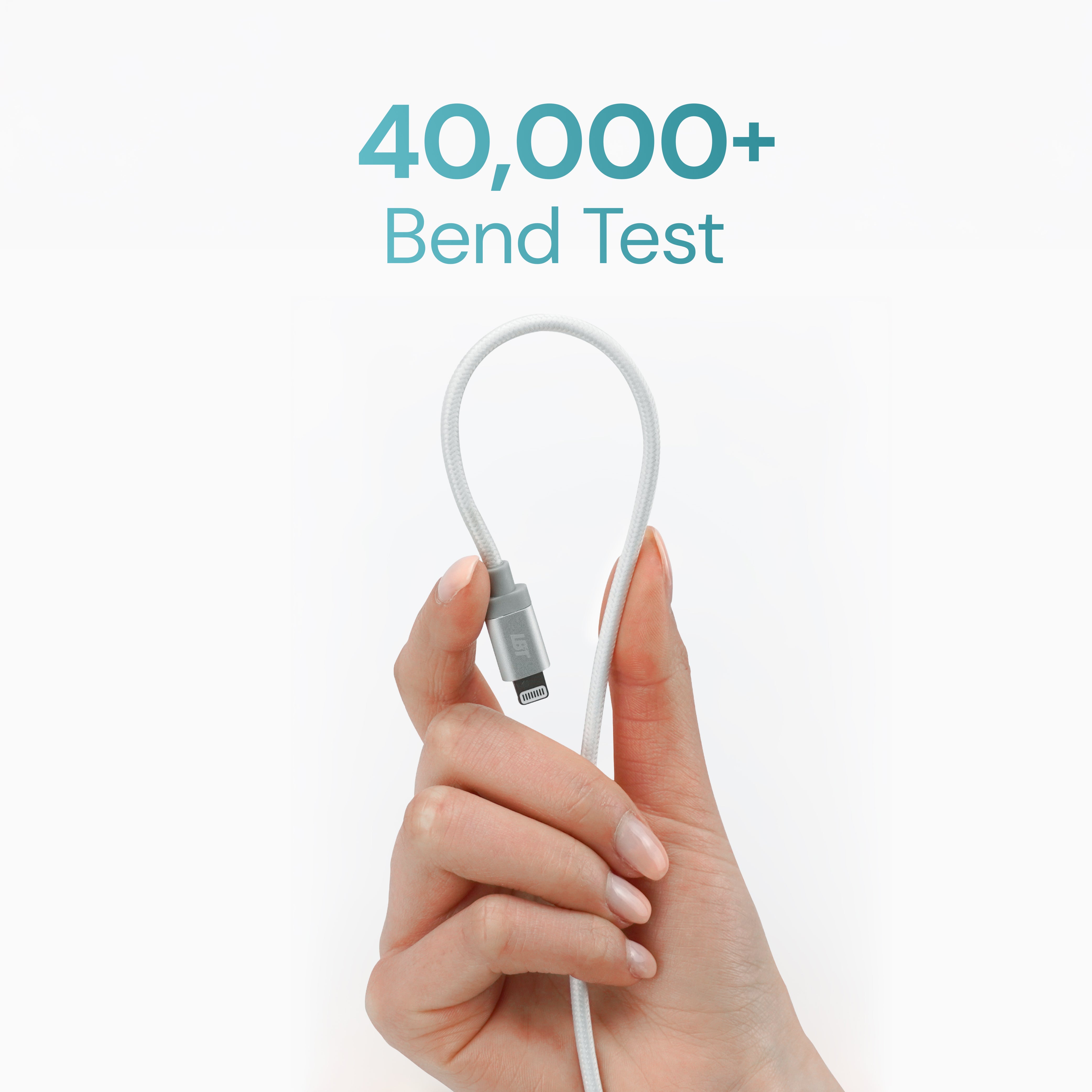 5 ft Braided White Cable (USB-C to Lightning)