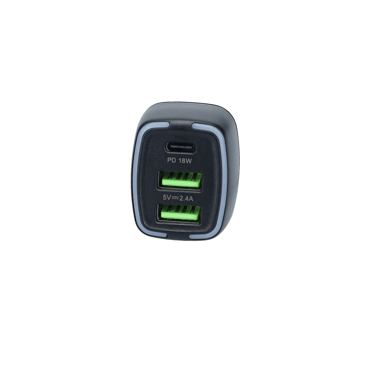 PD Car Charger with 2 extra USB-A ports (18W PD + 12W USB A)
