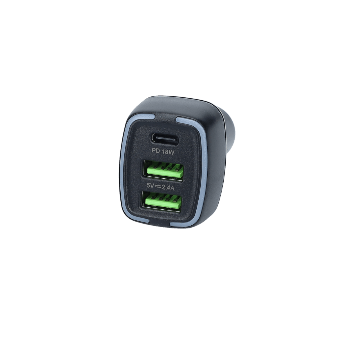 PD Car Charger with 2 extra USB-A ports (18W PD + 12W USB A)