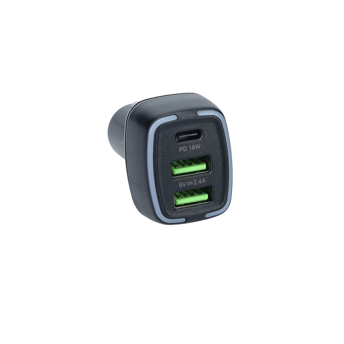 PD Car Charger with 2 extra USB-A ports (18W PD + 12W USB A)