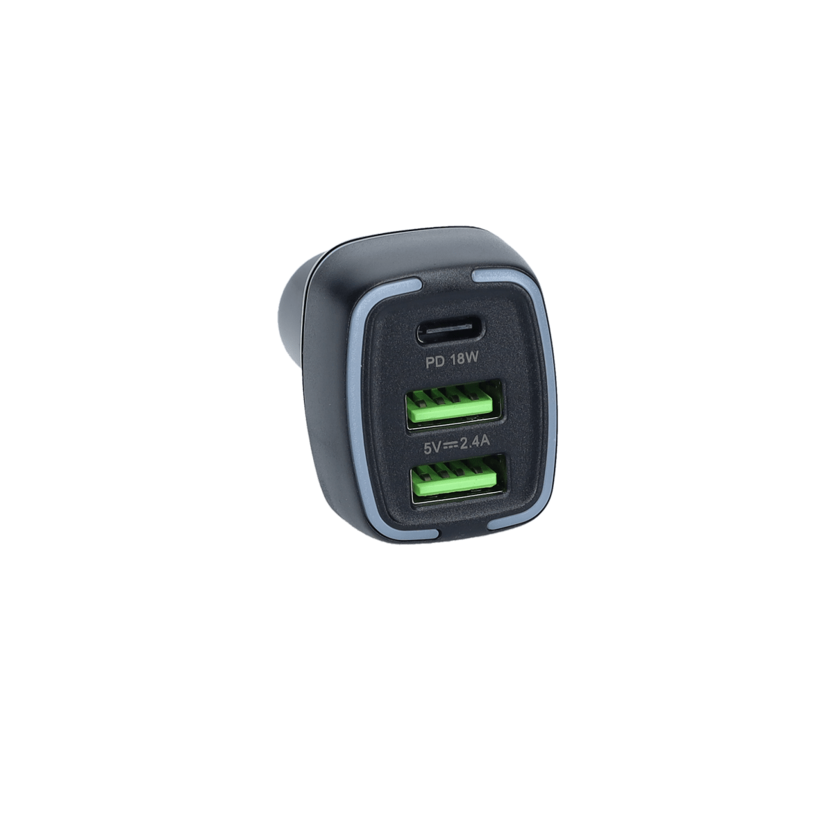 PD Car Charger with 2 extra USB-A ports (18W PD + 12W USB A)