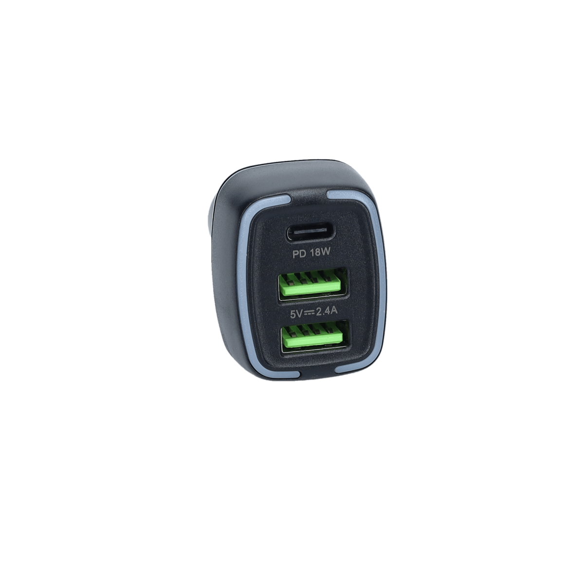 PD Car Charger with 2 extra USB-A ports (18W PD + 12W USB A)
