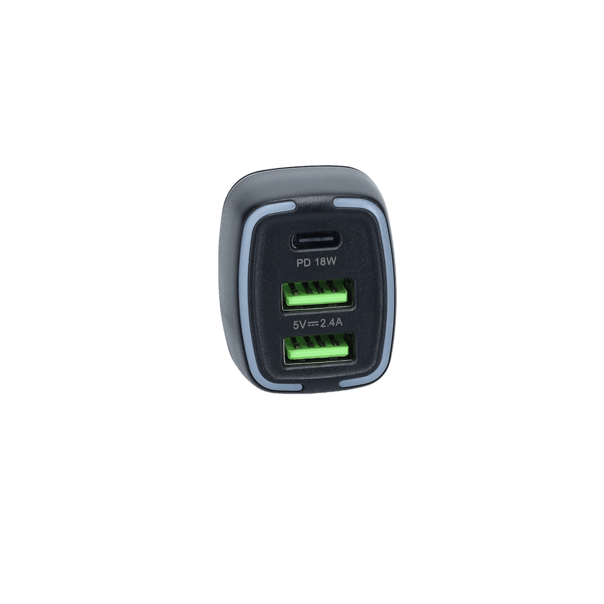 PD Car Charger with 2 extra USB-A ports (18W PD + 12W USB A)