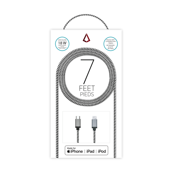 7 Ft. Braided Cable (USB-C to Lightning Cable)